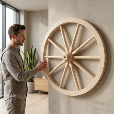 Ruota carretto in legno a raggi 80 cm Decorazione da parete Cavalli Ornamento Giardino Nuovo