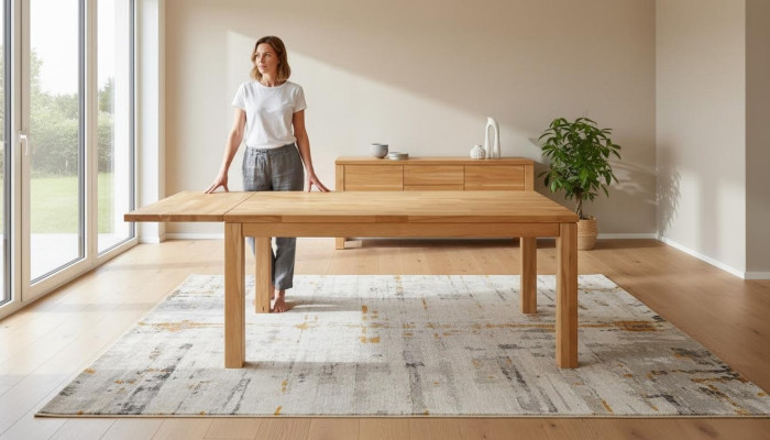 Tavolo in rovere, tavolo da pranzo, soggiorno, cucina, sala da pranzo, completamente in legno massiccio, tavoli nuovi.