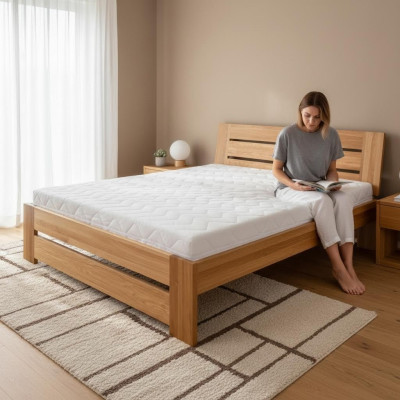 Letto Letto in legno Legno autentico Letti Camera da letto Hotel Design Stile Mobili massicci
