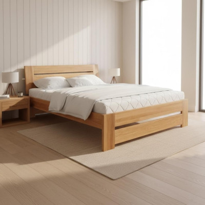 Letto Letto in legno Legno autentico Letti Camera da letto Hotel Design Stile Mobili massicci