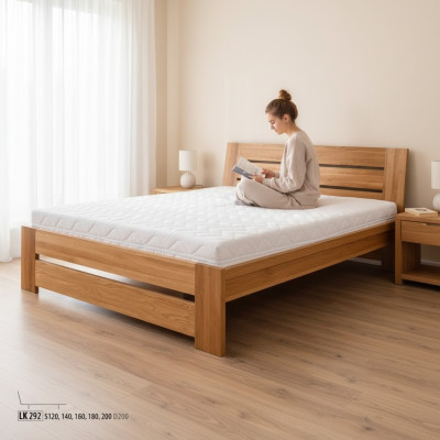 Letto in legno Vero legno Letto Stile Design hotel Massiccio 120x200 Camera da letto