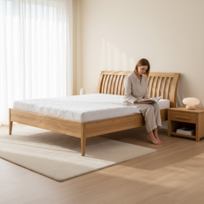 Letto in legno massiccio matrimoniale doppio letto in faggio mobili da camera da letto in legno 140x200 cm nuovo.