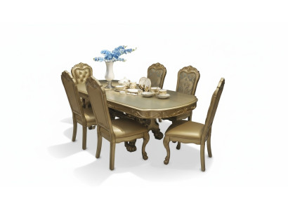 Tavolo da pranzo reale con 6 sedie Set completo sala da pranzo decorativa 7 pezzi.