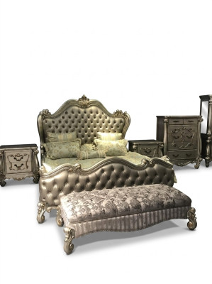 Letto 2x comodini 3 pezzi. Set camera da letto Design Letti di lusso Chesterfield