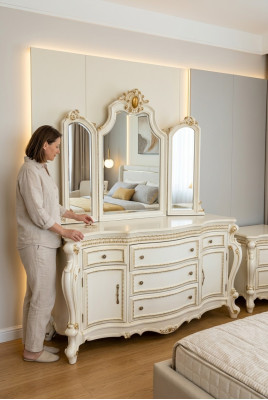 Buffet Mobile Cassettiere Armadio Barocco Rococò Specchio Credenza