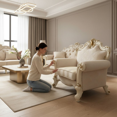 Tessuto poltrona 1 posto divano divani imbottiti design classico lusso barocco