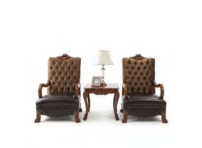 Set da soggiorno 2 poltrone + tavolino divano Chesterfield.