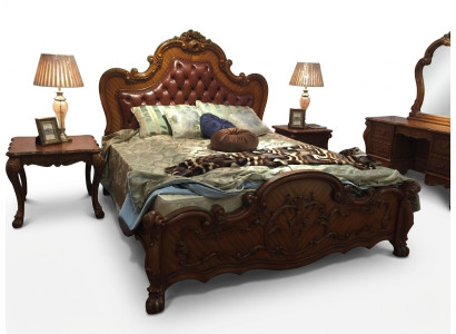 Letto classico in stile barocco rococò Chesterfield doppio letto in pelle per hotel.
