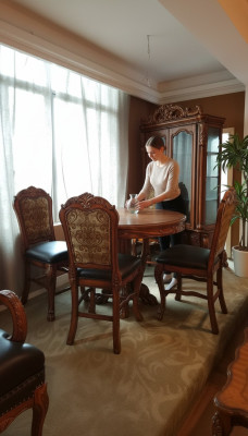 Tavolo rotondo in legno per sala da pranzo, tavoli rotondi classici in stile barocco rococò nuovi