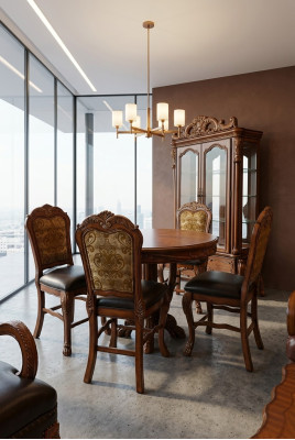 Tavolo rotondo in legno per sala da pranzo, tavoli rotondi classici in stile barocco rococò nuovi