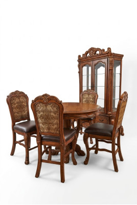 Tavolo rotondo in legno per sala da pranzo, tavoli rotondi classici in stile barocco rococò nuovi