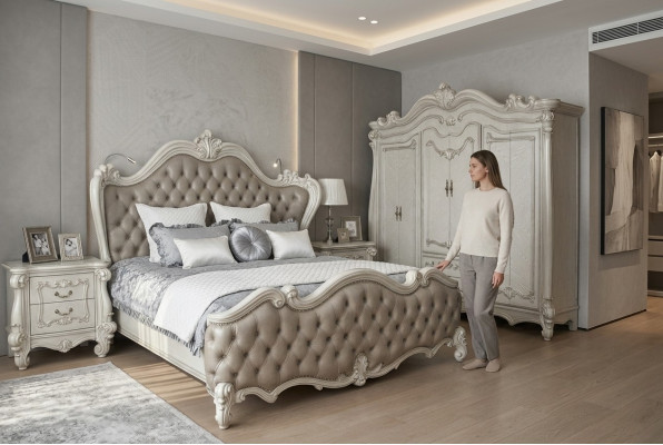 Letto + 2 comodini Set da camera da letto di lusso design Schlafzimmer