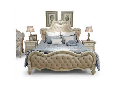 Design letto matrimoniale di lusso per camera da letto in pelle da hotel 180x200cm.