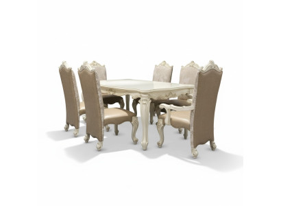 Set da pranzo in stile barocco-rococò, tavolo da pranzo x6 sedie in pelle Chesterfield.