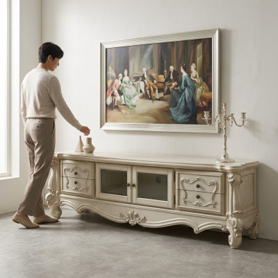 Sideboard TV Mobile TV Armadio Tavolo Soggiorno Legno Classico Barocco Nuovo