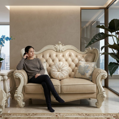 Lusso divano a due posti in pelle Chesterfield Barocco