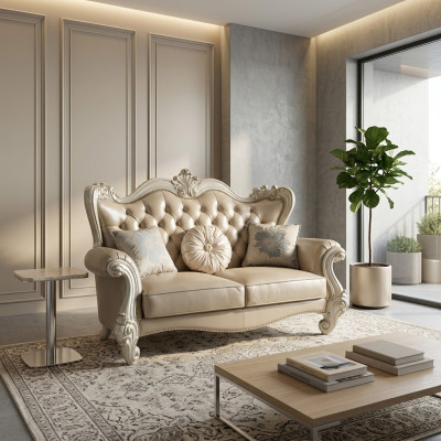 Lusso divano a due posti in pelle Chesterfield Barocco