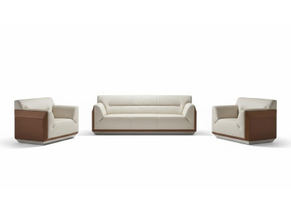 Divano 3+1+1 posti Set di divani design Divani imbottiti in pelle Relax