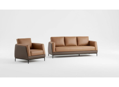 Set di divani per soggiorno, design divani imbottiti in pelle moderni, nuovi.