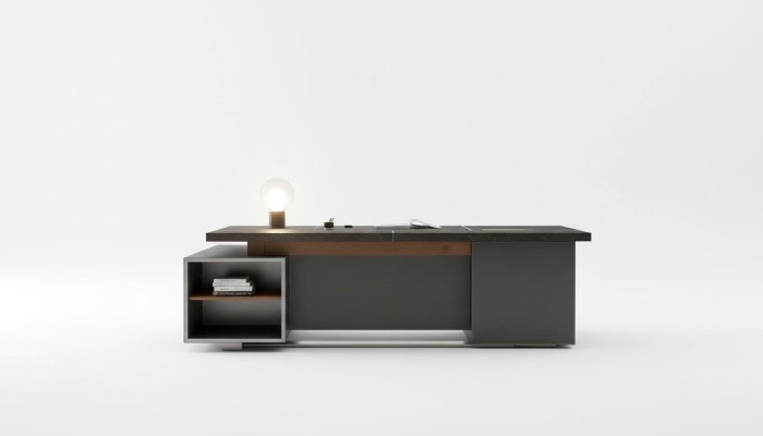 Set da ufficio composto da sedia, decorazioni e tavolo. Arredamento completo con 3 pezzi.