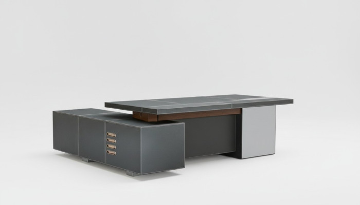Design Ufficio Mobili Arredamento Scrivania Tavolo Angolare Boss Pelle Legno