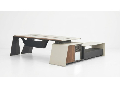 Scrivania d'angolo, ufficio, capo, arredamento, stanza, mobili, design, scrivanie.