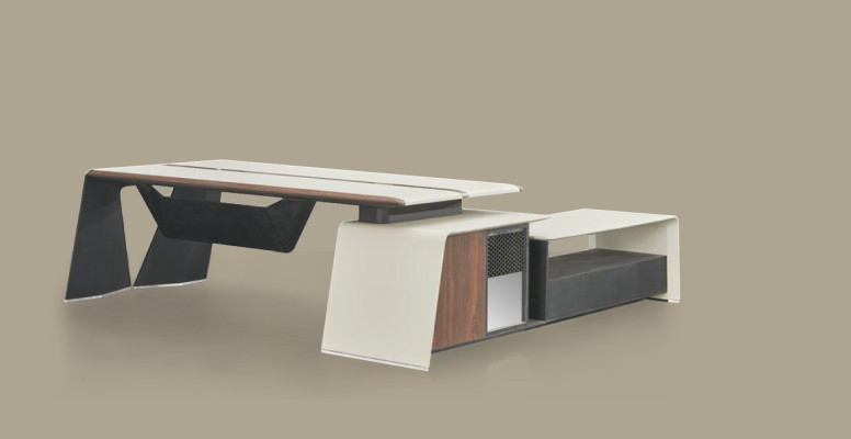 Design ufficio Scrivania Tavolo Sedia Arredamento Scrivania ad angolo con sedia 2 pezzi.