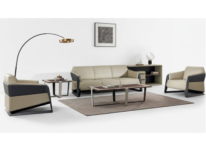 Salotto 3 posti Set decorativo Design Divani imbottiti Divani in pelle Relax