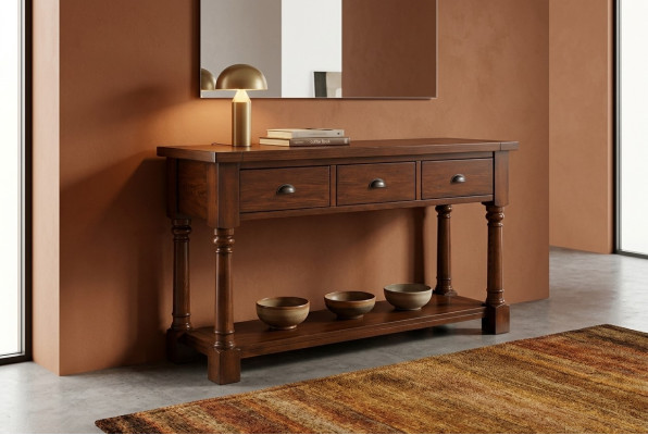 Tavolo console in legno di design, consolle, tavolo da toeletta.