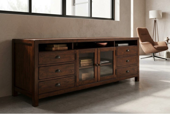 Mobile TV cassettiera comò in legno basso libreria da 196 cm soggiorno