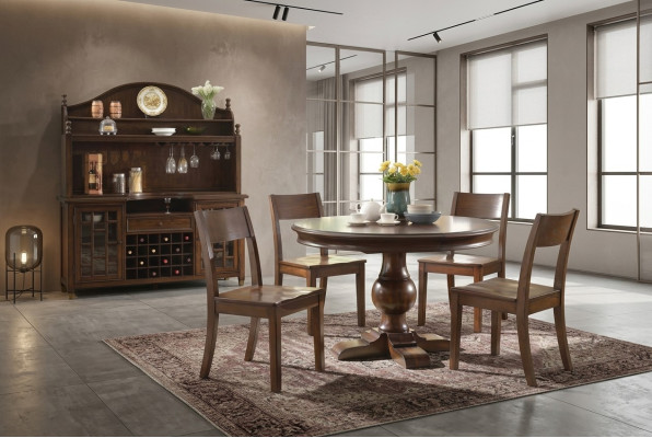 Design tavolo rotondo 4 sedie sala da pranzo sedie rotonde in legno 5 pezzi set.