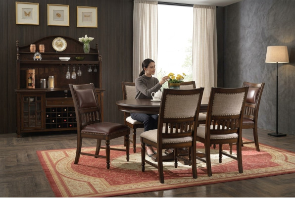 Legno Set tavolo da pranzo design per soggiorno 6x sedia Imbottita 7 pezzi