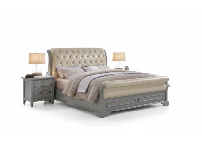 Set da camera da letto di lusso del designer in legno 180x200cm Letto 2x Comodino 3 pezzi.