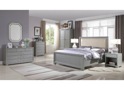 Letto 2x Comodino 3 pz. Set da camera da letto Mobili da letto Chesterfield 180x200cm.