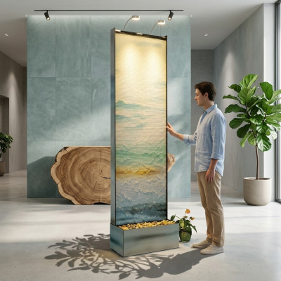 Separatore Parete d'acqua Colonna Pareti Cascata d'acqua LED 60x210cm Cascate d'acqua