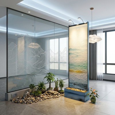 Separatore Parete d'acqua Colonna Pareti Cascata d'acqua LED 60x210cm Cascate d'acqua