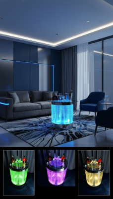 Tavolo Bar a LED Acqua Parete Bar Scaffale Mobili Tavolino illuminato