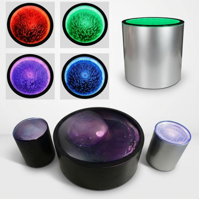 Tavolino circolare a LED da parete con ripiano bar illuminato