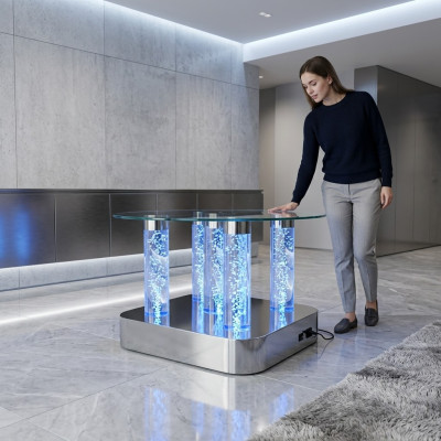 Tavolo colonna design colonna d'acqua tavolo da salotto tavoli LED ad acqua.