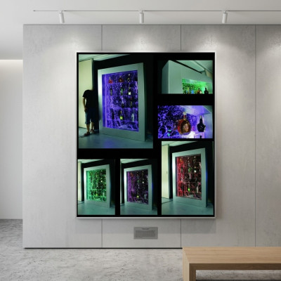 Moderne divisorio scaffale parete d'acqua colonna colonne d'acqua LED scaffali