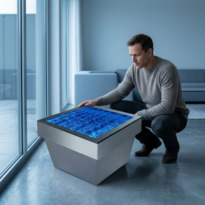 Design tavolo Tavolino d'appoggio Acqua Colonne Colonna Acqua Divano LED Decorazione Illuminata