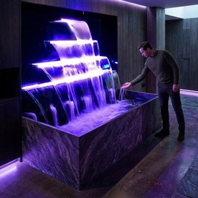 Cascata Fontana Piscina Acciaio inossidabile Fontane d'acqua Decorazione Impianto Piscina