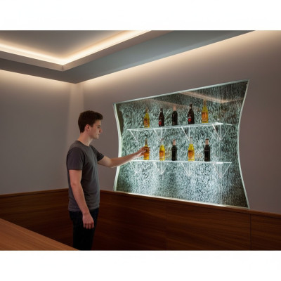 Design scaffali illuminati a LED parete acqua bar colonna scaffale colonne d'acqua