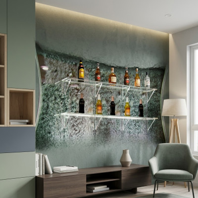 Design scaffali illuminati a LED parete acqua bar colonna scaffale colonne d'acqua