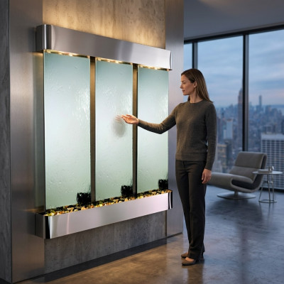 Parete dell'acqua a LED, scaffale a barra, colonna, colonne d'acqua, bancone, design di scaffali