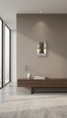 Design della parete d'acqua a LED con colonne d'acqua, cascata d'acqua, cornice per immagini 50x80.