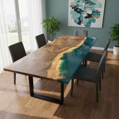 Tavolo da pranzo River Table in legno massiccio 241x100 Tavoli massicci