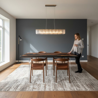 Tavolo da pranzo Black River Table in legno autentico, tavolo fluviale 221x91cm.
