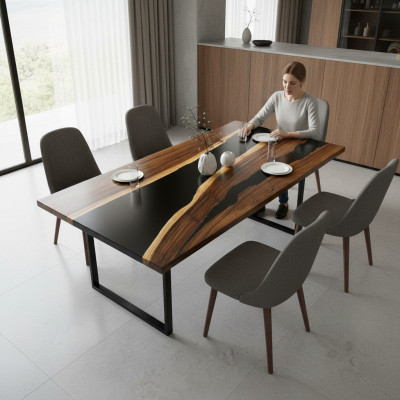 Tavolo tavolo da pranzo tavoli resina epossidica resina epossidica Legno massiccio Design genuino
