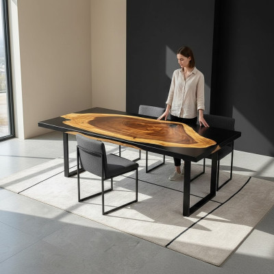 Tavolo da pranzo di lusso River Table Massiv Tische 141 * 71 Tavolo fluviale in legno massello real wood